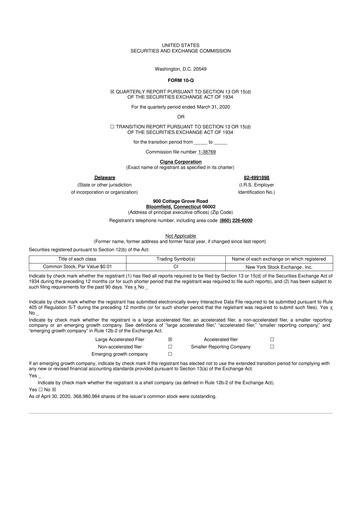 Thumbnail The Cigna Group 10-Q Quarterly Report FY2020 