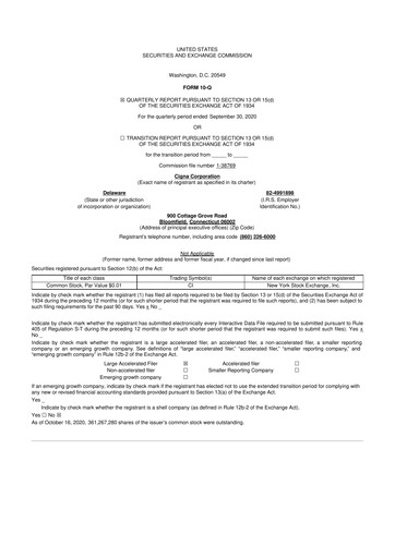 Thumbnail The Cigna Group 10-Q Quarterly Report FY2020 