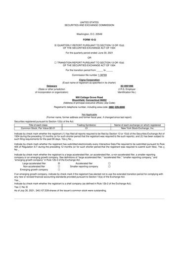 Thumbnail The Cigna Group 10-Q Quarterly Report FY2021 