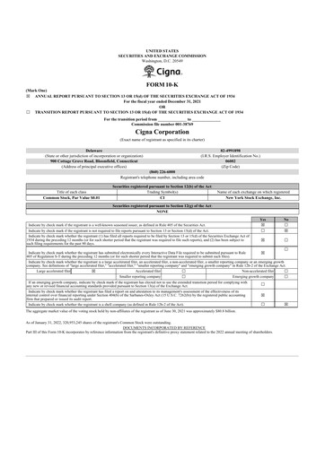 Thumbnail The Cigna Group 10-K Annual Report 2021