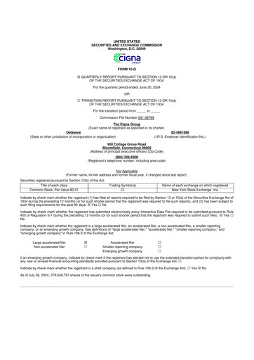 Thumbnail The Cigna Group 10-Q Quarterly Report FY2024 