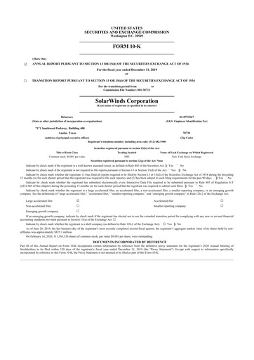 Thumbnail SolarWinds
 10-K Annual Report 2019