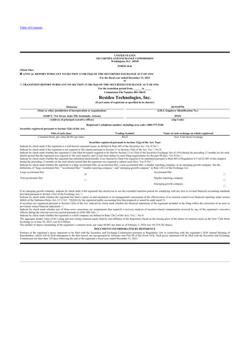 Thumbnail Resideo Technologies
 10-K Annual Report 2023