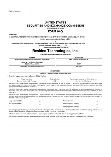 Miniature Resideo Technologies
 10-Q Rapport trimestriel 2026 