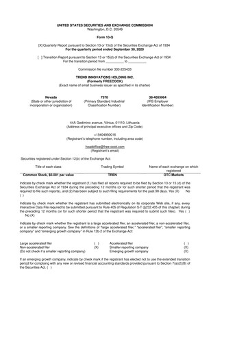 Miniature Avant Technologies Inc. 10-Q Rapport trimestriel 2021 