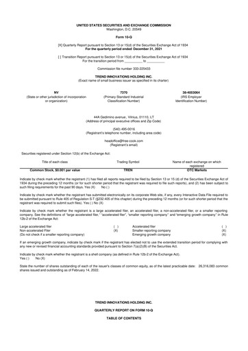 Miniature Avant Technologies Inc. 10-Q Rapport trimestriel 2022 