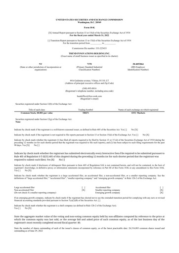 Thumbnail Avant Technologies Inc. 10-K Annual Report 2022