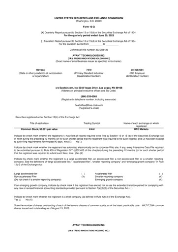 Miniature Avant Technologies Inc. 10-Q Rapport trimestriel 2023 