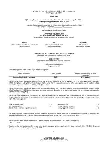 Miniature Avant Technologies Inc. 10-Q Rapport trimestriel 2025 
