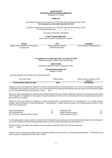 Miniature Avant Technologies Inc. 10-Q Rapport trimestriel 2025 