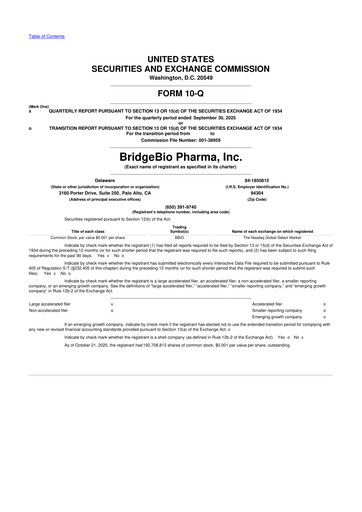 Thumbnail BridgeBio Pharma
 10-Q Quarterly Report FY2025 