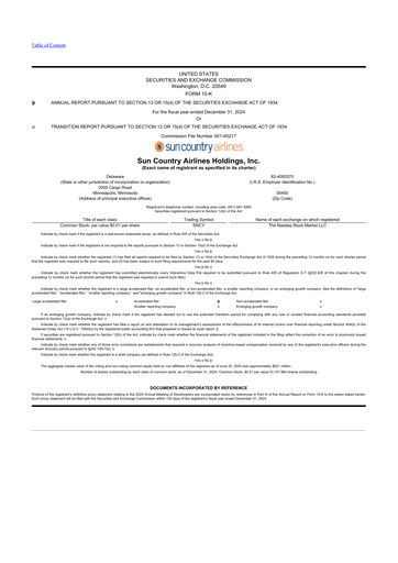 Miniature Sun Country Airlines 10-K Rapport annuel 2024