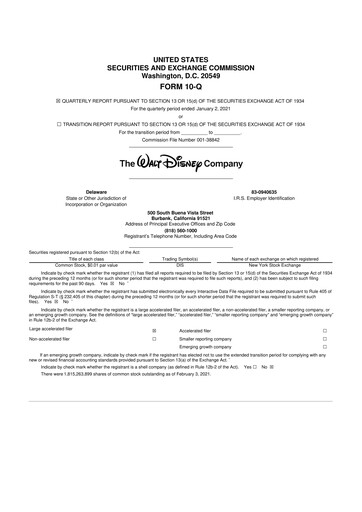 Thumbnail Walt Disney 10-Q Quarterly Report FY2021 
