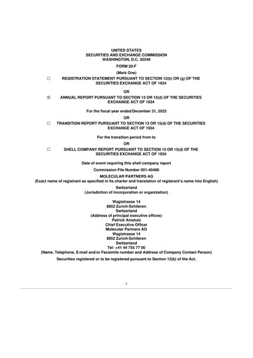 Thumbnail Molecular Partners 20-F Annual Report 2023