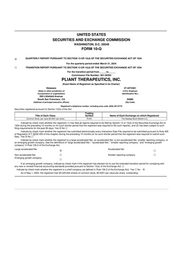 Vorschaubild Pliant Therapeutics 10-Q Quartalsbericht 2024 