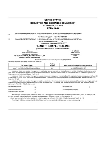 Vorschaubild Pliant Therapeutics 10-Q Quartalsbericht 2025 