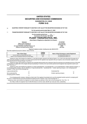 Vorschaubild Pliant Therapeutics 10-Q Quartalsbericht  
