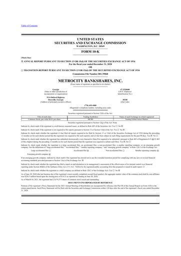 Thumbnail MetroCity Bankshares 10-K Annual Report 2020