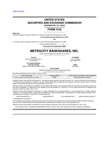 Thumbnail MetroCity Bankshares 10-Q Quarterly Report FY2021 