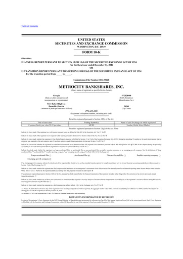 Thumbnail MetroCity Bankshares 10-K Annual Report 2024