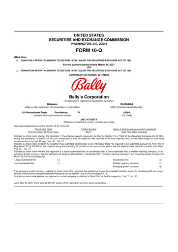 Thumbnail Bally's Corporation 10-Q Quarterly Report FY2020 