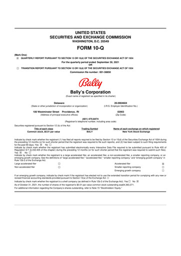 Thumbnail Bally's Corporation 10-Q Quarterly Report FY2021 