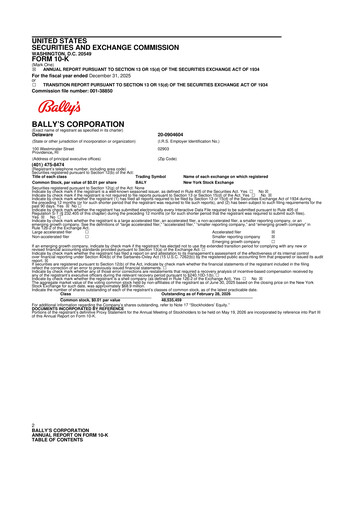 Thumbnail Bally's Corporation 10-K Annual Report 2025