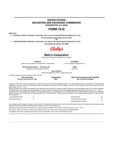 Vorschaubild Bally's Corporation 10-Q Quartalsbericht 2026 