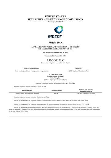 Vorschaubild Amcor 10-K Jahresbericht 2019