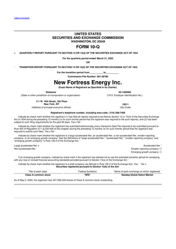 Vorschaubild New Fortress Energy
 10-Q Quartalsbericht 2022 