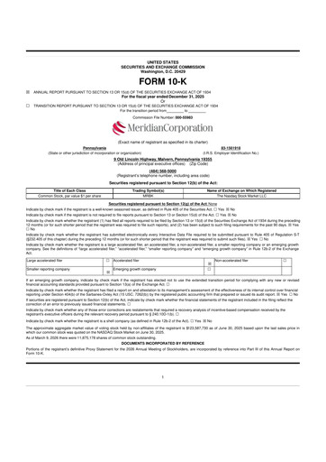 Thumbnail Meridian Corporation 10-K Annual Report 2025