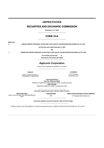 Thumbnail AppLovin 10-K Annual Report 2021