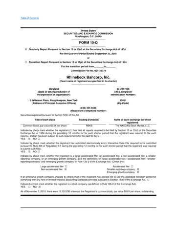 Thumbnail Rhinebeck Bancorp 10-Q Quarterly Report FY2019 