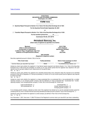 Thumbnail Rhinebeck Bancorp 10-Q Quarterly Report FY2021 