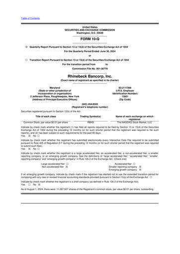 Thumbnail Rhinebeck Bancorp 10-Q Quarterly Report FY2024 