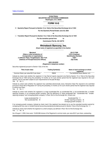 Vorschaubild Rhinebeck Bancorp 10-Q Quartalsbericht 2026 