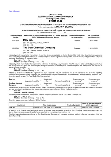 Thumbnail Dow 10-Q Quarterly Report FY 