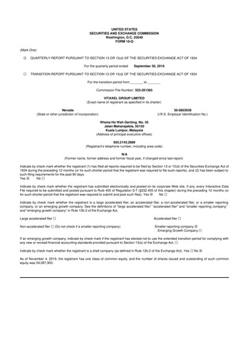 Thumbnail Fintech Scion (FintechCashier) 10-Q Quarterly Report FY2019 