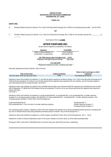 Thumbnail Interparfums 10-Q Quarterly Report FY2021 