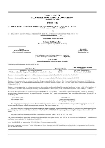 Thumbnail Soluna Holdings 10-K Annual Report 2021