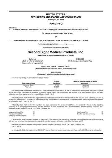 Thumbnail Vivani Medical 10-Q Quarterly Report FY2022 