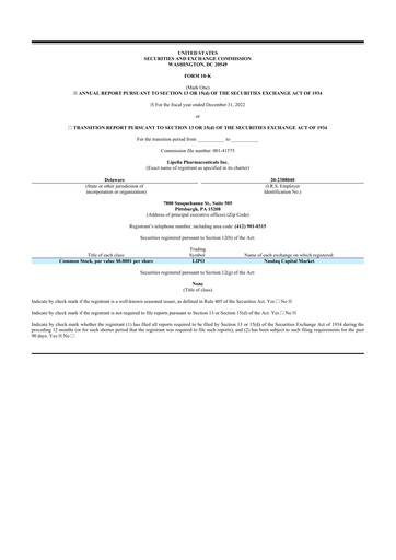 Vorschaubild Lipella Pharmaceuticals 10-K Jahresbericht 2022