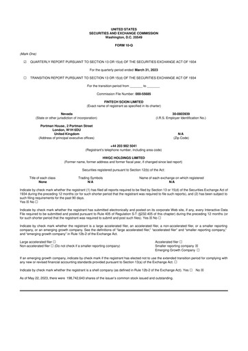Thumbnail Fintech Scion (FintechCashier) 10-Q Quarterly Report FY2023 