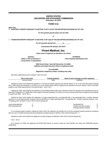 Thumbnail Vivani Medical 10-Q Quarterly Report FY2023 