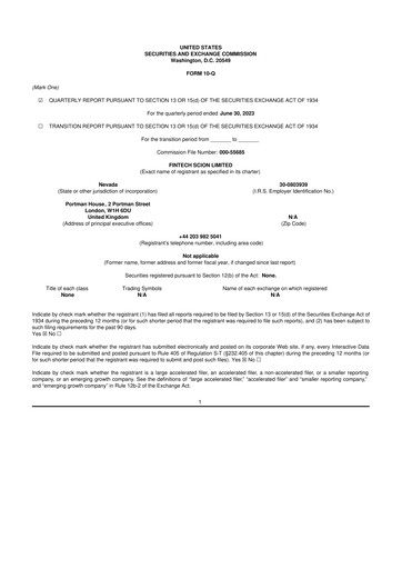 Thumbnail Fintech Scion (FintechCashier) 10-Q Quarterly Report FY2023 
