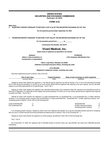 Thumbnail Vivani Medical 10-Q Quarterly Report FY2023 