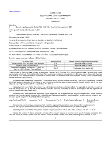 Vorschaubild Hovnanian Enterprises
 10-Q Quartalsbericht  