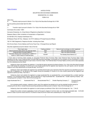 Vorschaubild Hovnanian Enterprises
 10-Q Quartalsbericht  