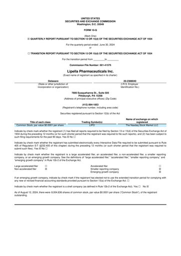 Vorschaubild Lipella Pharmaceuticals 10-Q Quartalsbericht 2024 