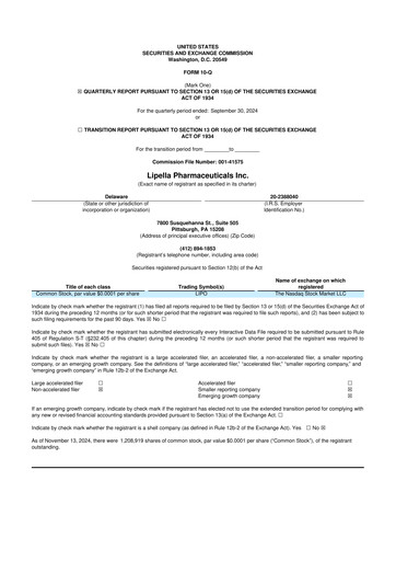 Vorschaubild Lipella Pharmaceuticals 10-Q Quartalsbericht 2024 